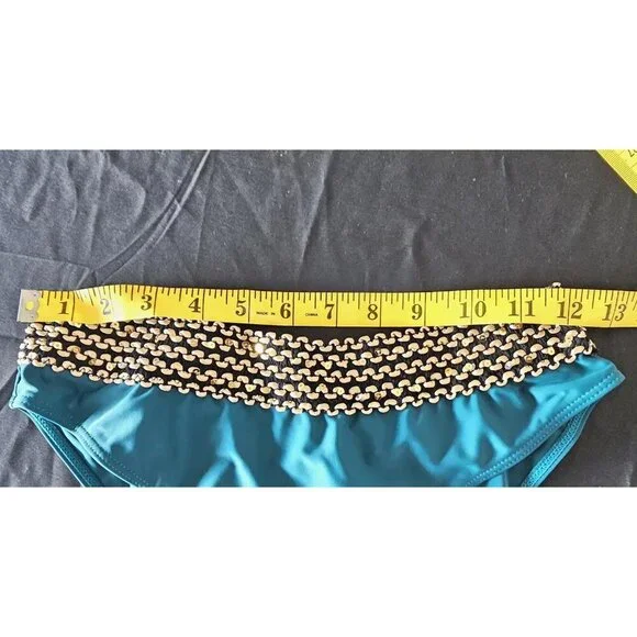 Medium Strapless Bandeau Tankini Swimsuit Set Teal Blue Ruched 2-Piece NWOT - Picture 7 of 10